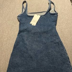 Zara NWT Small denim dress with right side zipper